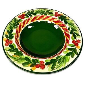 Gail Pittman 2002 Christmas Memories Rimmed Soup Pasta Bowl Hand Painted 10.5"